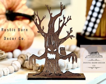 Spooky Wooden Tree, Halloween Tiered Tray Decor