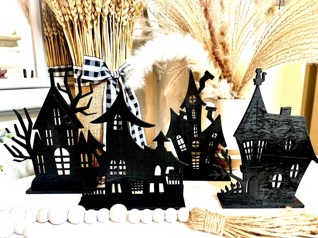 Halloween Haunted Houses Decor, Haunted House Village Spooky Houses