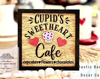 Sweetheart Cafe Valentine's Day Sign | Valentines Day Coffee Bar | Valentine Farmhouse Decor | mini wood sign | rustic cafe sign