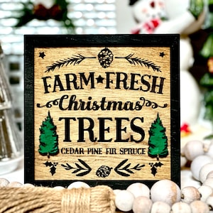 Farm Fresh Christmas tree Sign |  Vintage Christmas Sign | Christmas Decor Sign | Holiday Season Sign | Rustic Farmhouse | Wooden sign