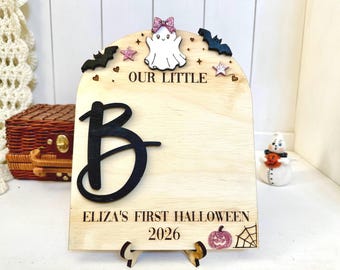 Baby's First Halloween Wooden Sign Keepsake | Personalized Ghost Craft (2026)