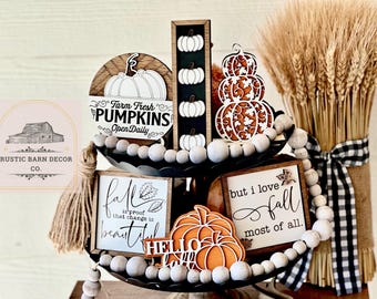 Handpainted Fall Tiered Tray Decor Bundle, Farmhouse Autumn Decor
