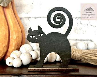 Mid Century Modern Atomic Cat, Halloween Black Cat, Set(4