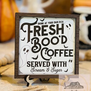 Coffee Bar Sign | Fresh Boo’d Coffee Sign | Spooky Funny | Wooden ...