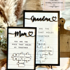 Custom Mothers Day Puzzle Sign Personalized Gift for Mom Mom You are the Piece that holds us together Mothers day gift Gift for her image 2