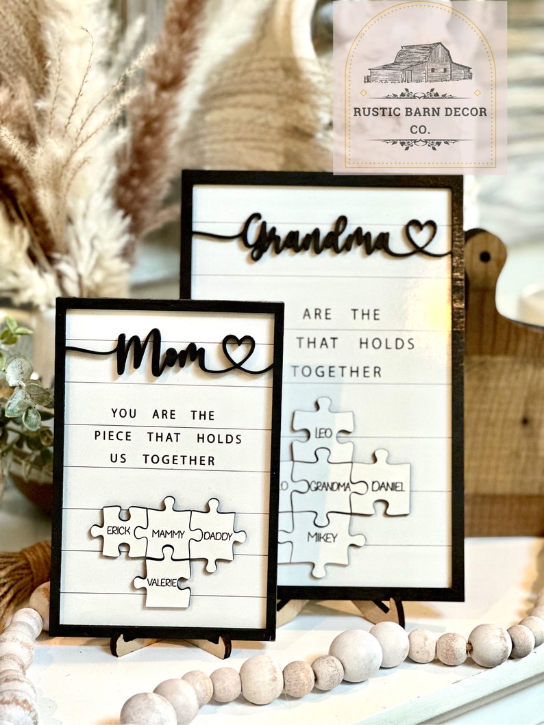 Custom Mothers Day Puzzle Sign Personalized Gift for Mom Mom You are the Piece that holds us together Mothers day gift Gift for her image 2