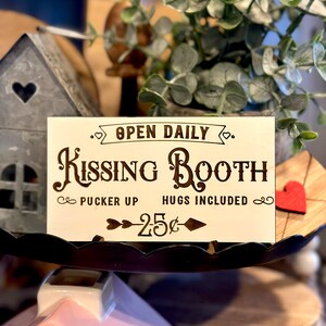 Kissing booth sign | Valentine’s Day tiered tray decor | mini wooden sign | Valentine’s Day decor  | wooden mini signs | mini signs