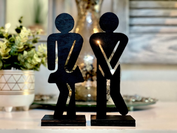 Bathroom Sign People Wood Men and Women Set of 2 Bathroom - Etsy