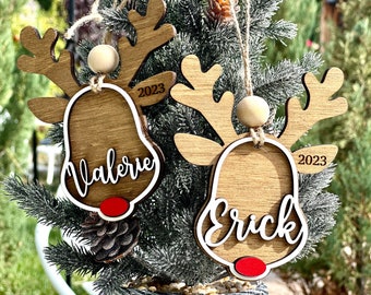 Personalized Reindeer Ornament | Wooden Name Christmas Decor