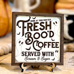 Coffee Bar Sign | Fresh Boo’d Coffee Sign | Spooky Funny | Wooden ...