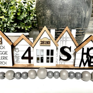 Custom standing house centerpiece, farmhouse decor, personalized family signs, 3D Standing House, Customized family decor, tiny houses sign
