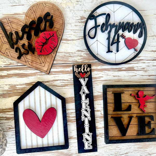 Valentines Tiered Tray Decor |  Farmhouse  Valentines |Valentines Bundle | Rustic Valentines | Valentines Day Sign | Mini Signs