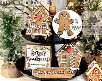 Christmas Tiered Tray Decor Set, Gingerbread Cookie Men House, Oh Snap Wooden Mini Sign, Kitchen Decoración, Bakery, Farmhouse Family Gift