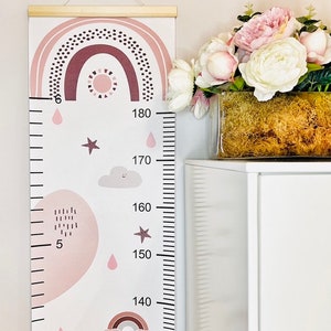 Height Chart for Kids Growth Chart • Rainbow Pink Flower Boho Style • Birthday Gift for Girl • Letterbox Gift • Baby Shower Christening Gift