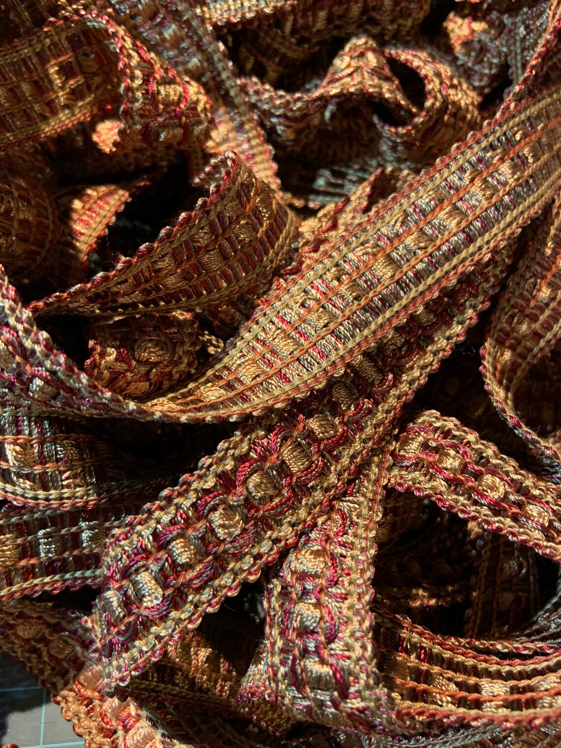 Braided Upholstery Trim in Burgundy and Gold Etsy