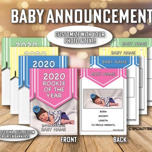 Cartes à collectionner faire-part de naissance • Cartes à collectionner faire-part de naissance • Cartes à collectionner imprimées personnalisées • par @SpecialtyTradingCard