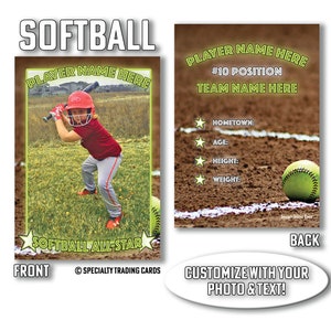 Cartão de troca de softball • Cartão de troca impresso personalizado • Cartão de softball personalizado • Cartão de softball personalizado • por @SpecialtyTradingCard