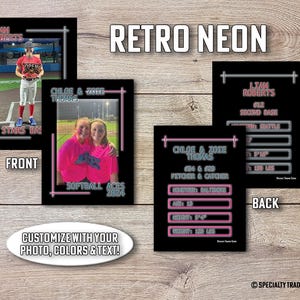 Cartão de troca com tema neon retrô • Cartão de troca impresso personalizado • Cartão esportivo personalizado • Cartão de troca personalizado • por @SpecialtyTradingCard