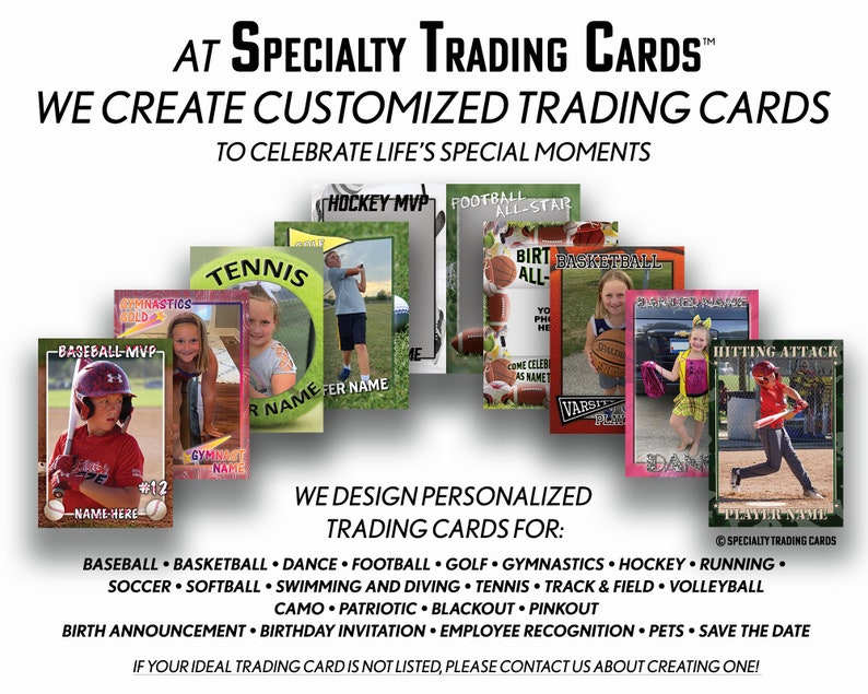 Baseball Trading Card Custom Printed Trading Card Etsy