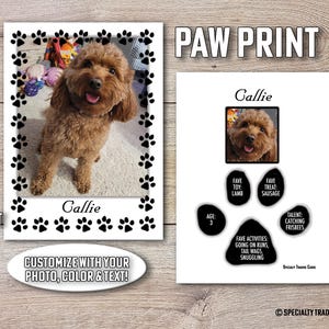 Tarjeta coleccionable con huella de pata • Tarjeta coleccionable impresa a medida • Tarjeta coleccionable de mascota personalizada • por @SpecialtyTradingCard