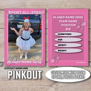 Cartão de troca com tema Pinkout • Cartão de troca impresso personalizado • Cartão esportivo personalizado rosa • Cartão de troca personalizado • por @SpecialtyTradingCard