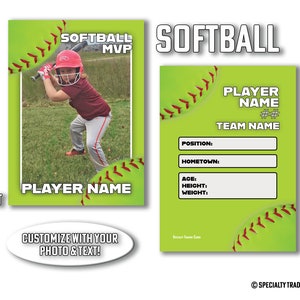 Cartão de troca de softball • Cartão de troca impresso personalizado • Cartão de softball personalizado • Cartão de softball personalizado • por @SpecialtyTradingCard