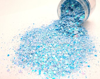 Glitter - Frostbite Blue and White Mixed Size | Ideal for Resin Art | Tumbler Decorating  | Arts & Crafts | Jewellery