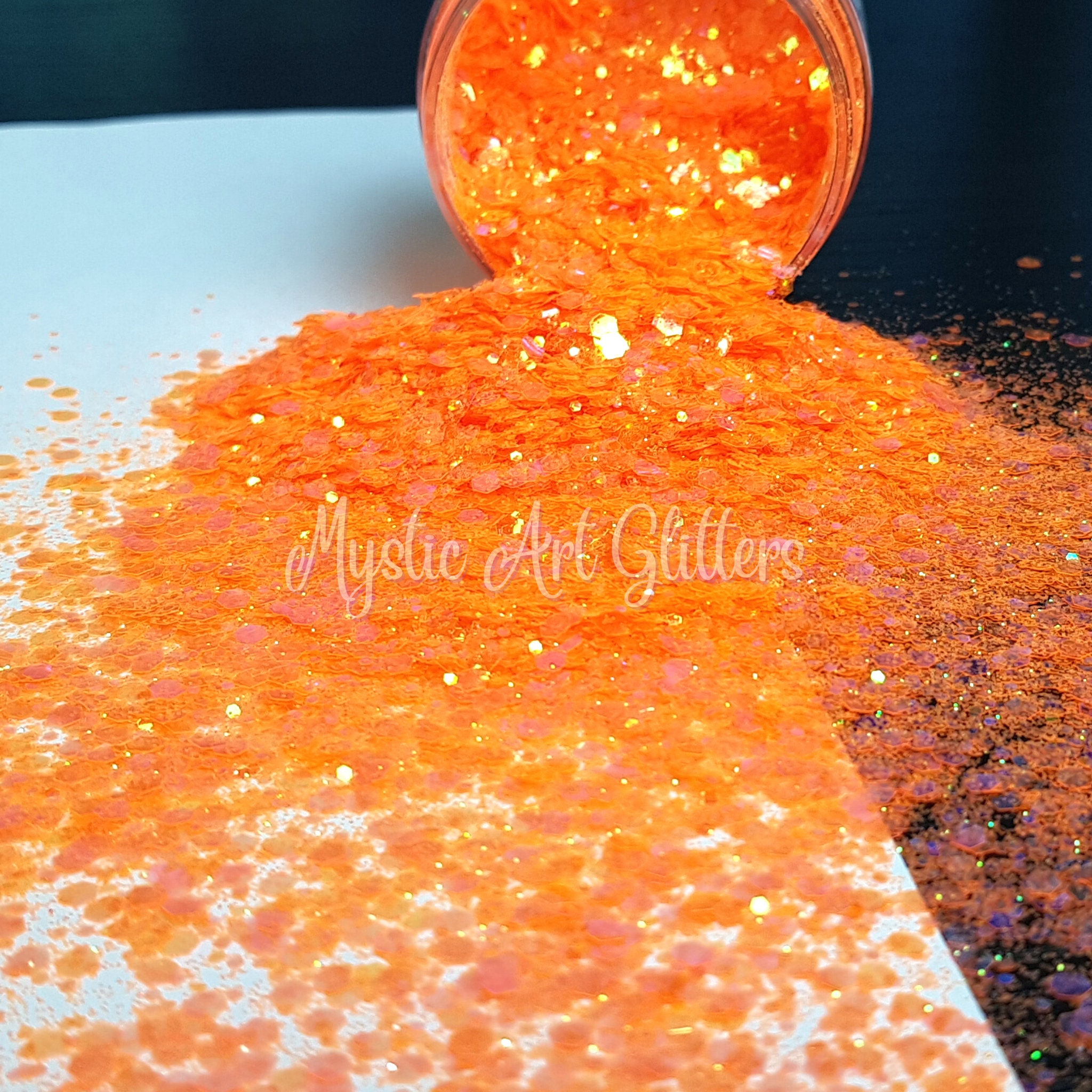 Glitter Mix - Coral Mist | Orange Iridescent - Opalescent | Resin Art |  Slime | Festival Fun | Nail or Body Glitter | Crafts | Tumbler