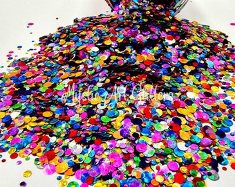 Glitter Mix - Harlequin | Multicoloured Metallic Circle Glitter | Ideal for - Resin Art | Nail or Body Glitter | Crafts | Tumblers