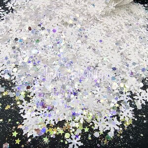 Glitter Mix - Silent Night | Christmas Glitter | Iridescent Star and Snowflakes | Resin Art | Nail or Body Glitter | Crafts | Tumbler