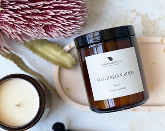 Australian Bush Scented Candle | 100% Soy Wax| Amber Glass Jar + Lid | Highly Scented & Eco Friendly | 2 sizes available