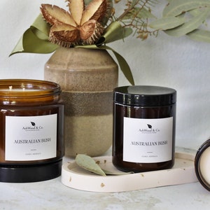 Australian Bush Scented Candle 100% Soy Wax Amber Glass Jar Lid Highly Scented & Eco Friendly 2 sizes available image 3