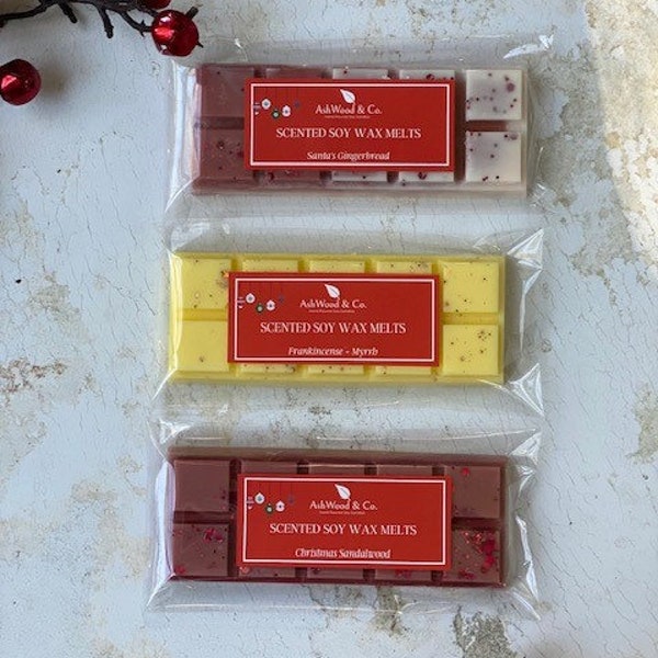 Christmas Wax Melt 3 Pack | 3 x 50g Packs | 100% Soy Wax |  Highly Scented Snap Bars