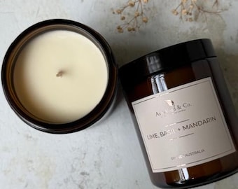 Lime, Basil + Mandarin 100% Soy Wax Candle | Hand made in Sydney