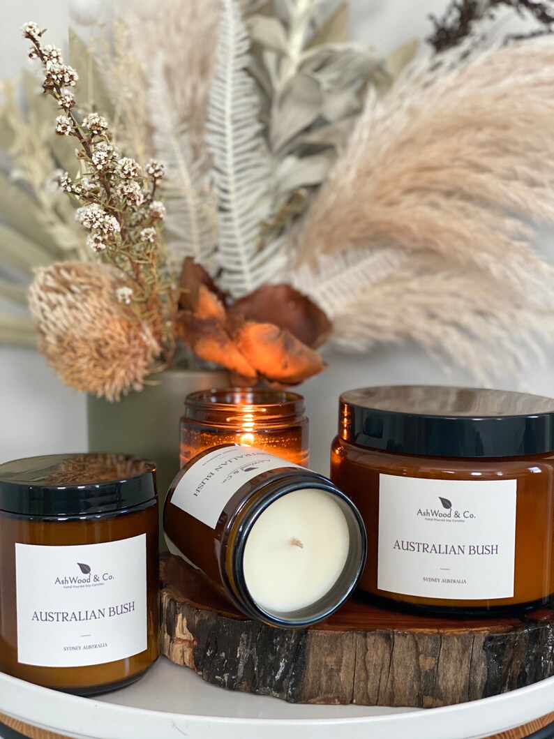 Australian Bush scent Soy Wax Candle Amber Jar Etsy