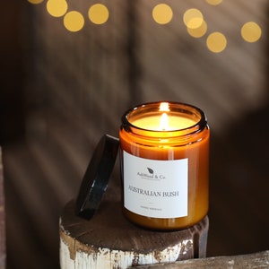 Australian Bush Scented Candle 100% Soy Wax Amber Glass Jar Lid Highly Scented & Eco Friendly 2 sizes available image 8