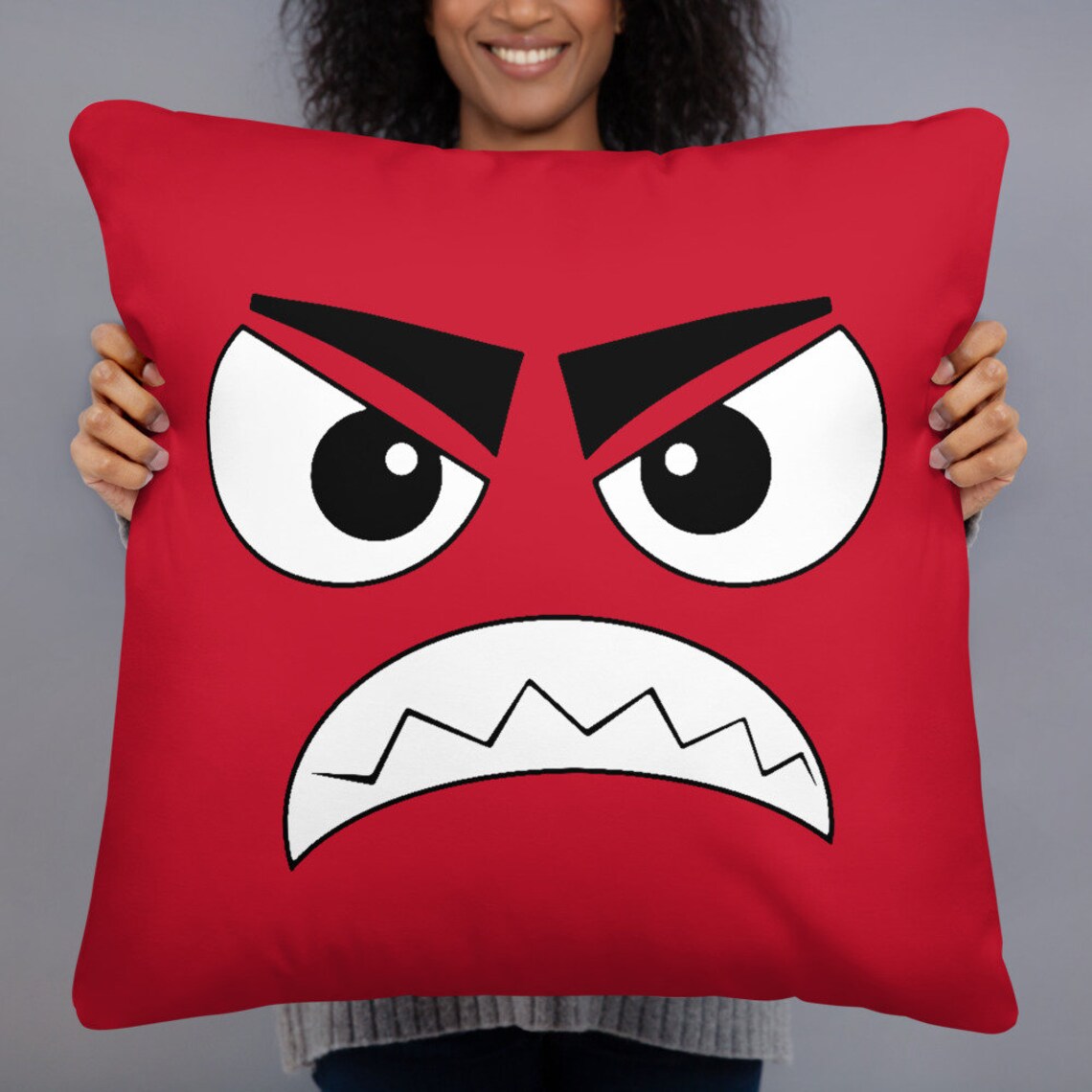 Angry Face Basic Pillow Etsy