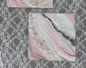 Geode, Pink, Modern, Wall Art, Glam, Rocks, Stones, Glass, Resin Art, Wall Decor