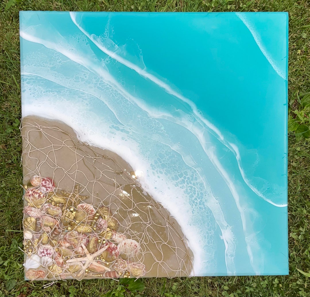 Wall Decor, Ocean Art, Sea, Beach, Resin Art, Summer, Blue, Beach Waves, Wall Art, Decorations