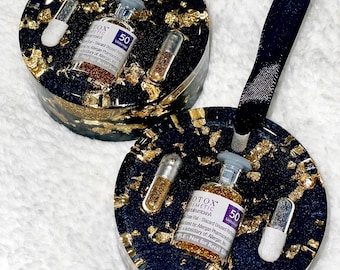 Botox Ornament, Christmas, Black, Gold, Holiday Nurse Gift, Glitter pills, Med Spa Present, Resin Art, Cosmetics, nurse injector gift