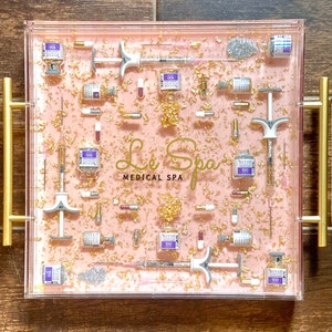 Aesthetic Tray, Pink, Custom Logo, Aesthetics Nurse, Botox, Fillers, pills, Spa Decor, Med Spa, Resin Art, Coffee Table Decor, Nurse gift