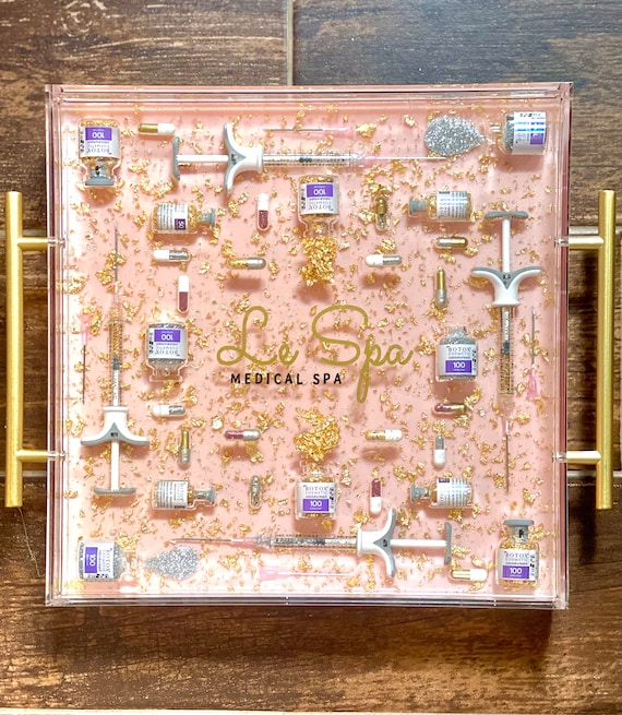 Aesthetic Tray, Pink, Custom Logo, Aesthetics Nurse, Botox, Fillers, pills, Spa Decor, Med Spa, Resin Art, Coffee Table Decor, Nurse gift