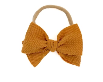 Mustard Pinwheel Bow / Fall Bow / Baby Bow / Baby Headband / Toddler Bow / Toddler Hair Clip / Little Girl Bow