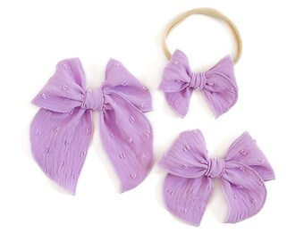 Orchid Swiss Party Bow / Spring Bow / Baby Bow / Baby Headband / Toddler Bow / Toddler Hair Clip / Little Girl Bow