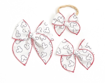 Christmas Mickey Party Bow / Disney Bow / Baby Bow / Baby Headband / Toddler Bow / Toddler Hair Clip / Little Girl Bow