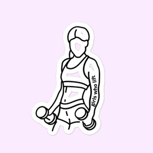 Girls Who Lift Sticker, Weightlifting, Workout, Exercise, Fitness, Weightlifter Female Bubble-Free Stickers