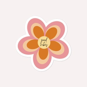 Good Vibes Groovy Retro Flower Bubble-Free Stickers