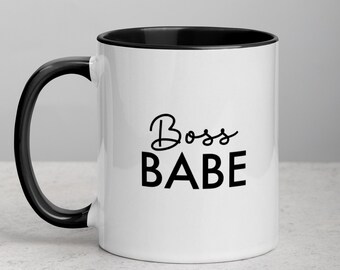 Baas Babe | Vrouwelijke Boss mok met kleur binnenin