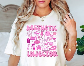 Aesthetic Injector Pink Retro Groovy Unisex Heavy Cotton Tee