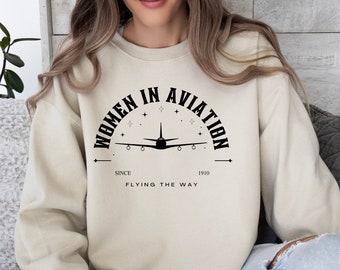 Women In Aviation, Female Pilot, Aviation, Pilot Shirt, Pilot Gift, Pilot, Female Aviation, Gift, Unisex Heavy Blend™ Crewneck Sweatshirt